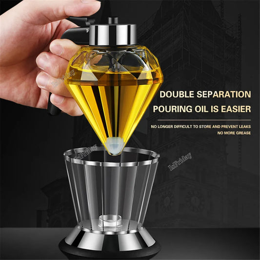 Honey Dispenser with Stand Diamond Shaped Glass Large Capacity Oil Dispenser Multifunction Oil Bottle Kitchen Tools - TrendBug