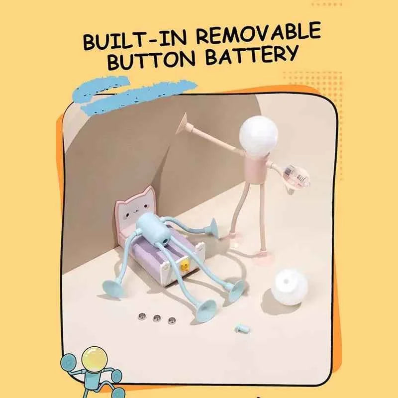 Changeable Shape Funny Sportsman Night Light Versatile Mini Lamp Button Battery Desk Lamp Vacuum Adsorption Creative Ornament