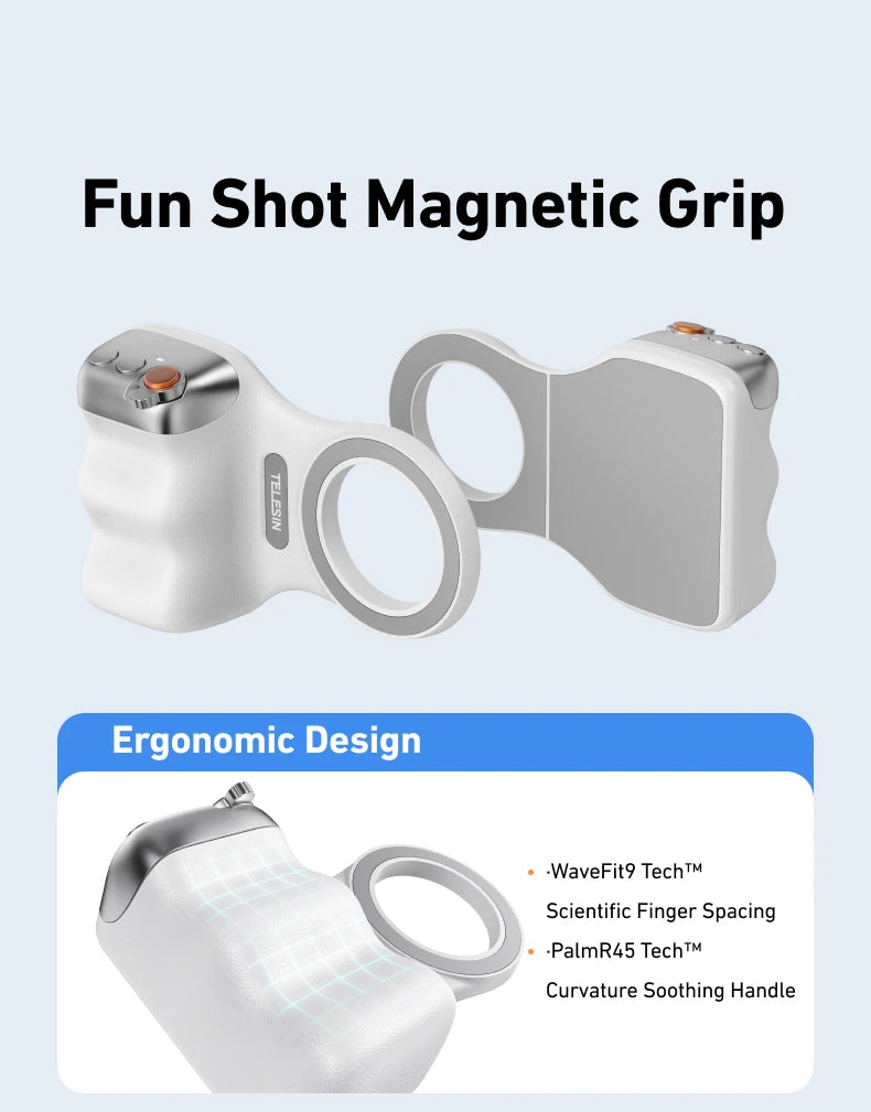 Fun Shot Magnetic Grip, Ergonomic Style Phone Camera Grip with Detachable Remote, Expandable Functionality for iPhone/Android - TrendBug