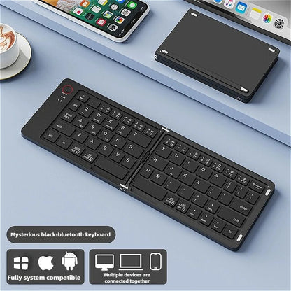 MINGCVIL Mini Foldable Wireless Keyboard - Slim Portable Bluetooth Rechargeable Keyboard for iOS, Windows, Android - TrendBug