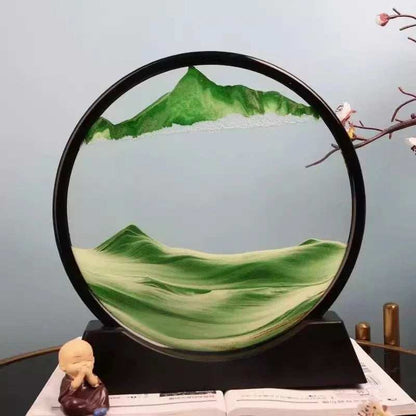 3D Moving Sand Art Picture Round Glass Deep Sea Sandscape Hourglass Quicksand Craft Flowing Sand Painting Office Home Decor Gift - TrendBug