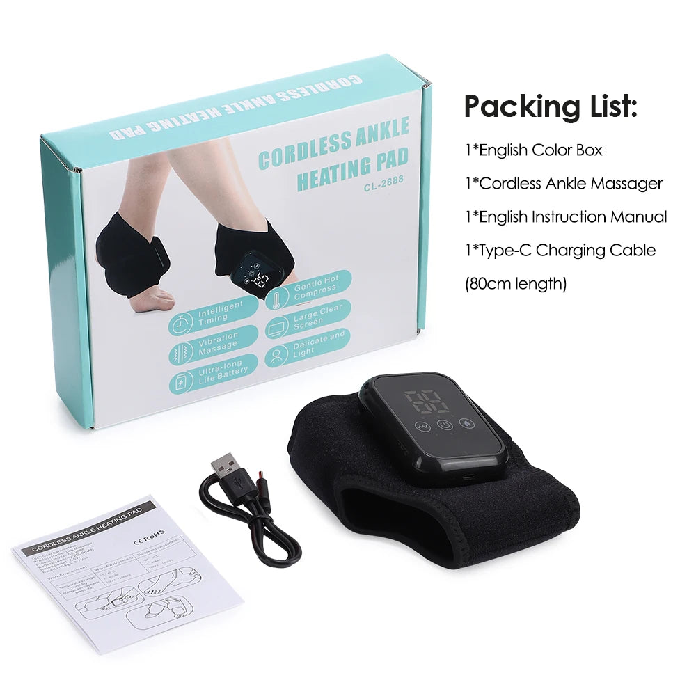 Electric Heat And Vibration Ankle Massager Infrared Hot Compress Therapy Ankle Massage Heated Wrap Support Brace Foot Protector