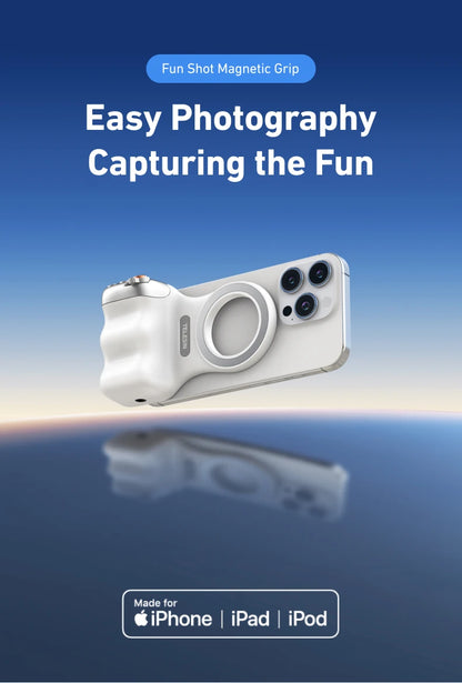 Fun Shot Magnetic Grip, Ergonomic Style Phone Camera Grip with Detachable Remote, Expandable Functionality for iPhone/Android - TrendBug