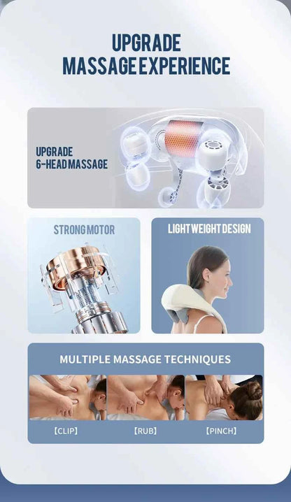 Wireless Neck And Back Massager Neck And Shoulder Kneading Massage Shawl Neck Cervical Relaxing Trapezius Massager