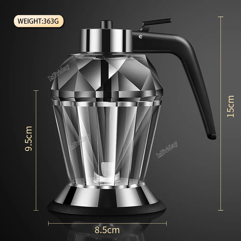 Honey Dispenser with Stand Diamond Shaped Glass Large Capacity Oil Dispenser Multifunction Oil Bottle Kitchen Tools - TrendBug