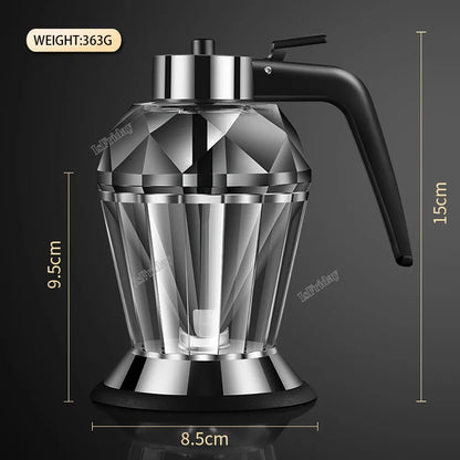 Honey Dispenser with Stand Diamond Shaped Glass Large Capacity Oil Dispenser Multifunction Oil Bottle Kitchen Tools - TrendBug