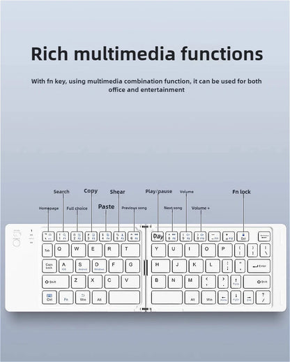 MINGCVIL Mini Foldable Wireless Keyboard - Slim Portable Bluetooth Rechargeable Keyboard for iOS, Windows, Android - TrendBug