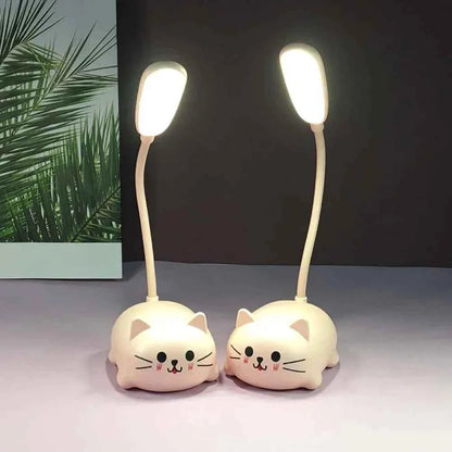 Cute Pet Kitty Mini Night Light USB Charging Folding LED Small Table Lamp Student Learning Eye Protection Book Lamps Bedside Decor