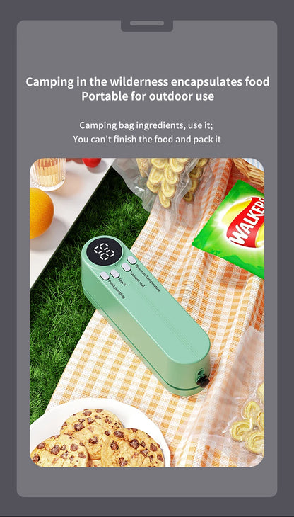 Mini Vacuum Sealer - USB Rechargeable Portable Wireless for Dry/Moist Food Preservation with Bags & Pump - TrendBug