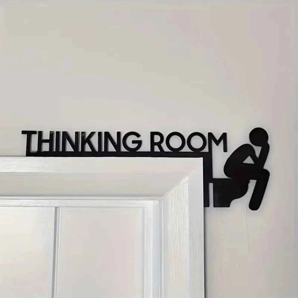 1pc Modern Metal Toilet Door Sign - Stylish Thinking Room Wall Sculpture - Home Decor Artwork - Decorative Door Frame Pendant