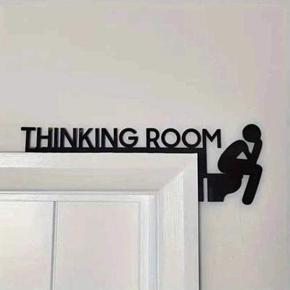 1pc Modern Metal Toilet Door Sign - Stylish Thinking Room Wall Sculpture - Home Decor Artwork - Decorative Door Frame Pendant