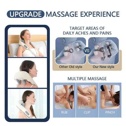Wireless Neck And Back Massager Neck And Shoulder Kneading Massage Shawl Neck Cervical Relaxing Trapezius Massager