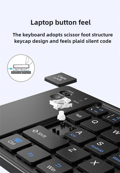 MINGCVIL Mini Foldable Wireless Keyboard - Slim Portable Bluetooth Rechargeable Keyboard for iOS, Windows, Android - TrendBug