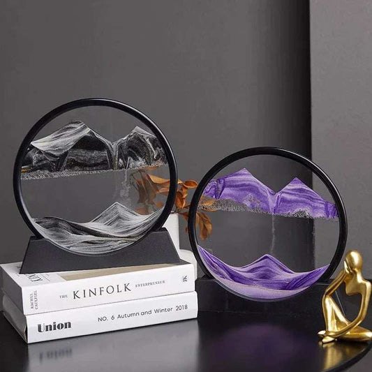 3D Moving Sand Art Picture Round Glass Deep Sea Sandscape Hourglass Quicksand Craft Flowing Sand Painting Office Home Decor Gift - TrendBug