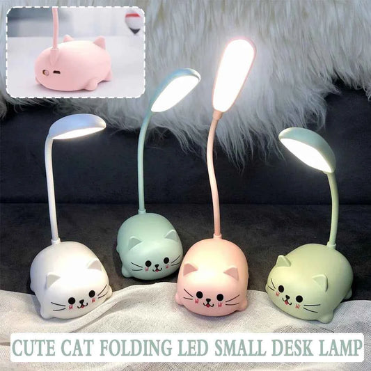 Cute Pet Kitty Mini Night Light USB Charging Folding LED Small Table Lamp Student Learning Eye Protection Book Lamps Bedside Decor