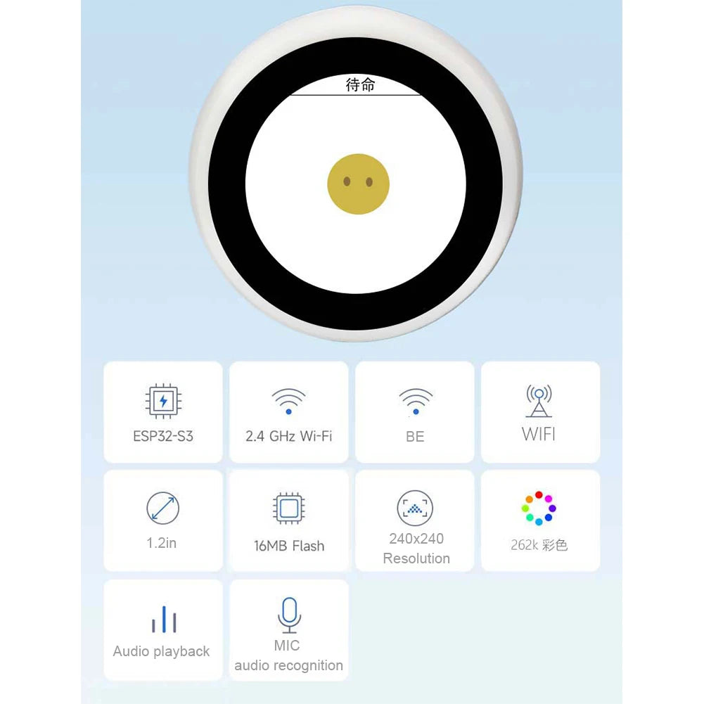 Smart Desktop Robot Multi-Function ESP32-S3 Development Board LCD Display Mini Robot Tabletop Ornaments for Home Office