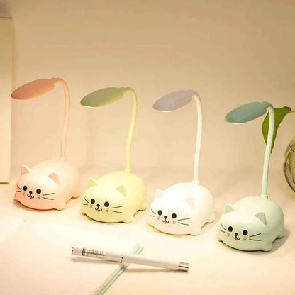 Cute Pet Kitty Mini Night Light USB Charging Folding LED Small Table Lamp Student Learning Eye Protection Book Lamps Bedside Decor
