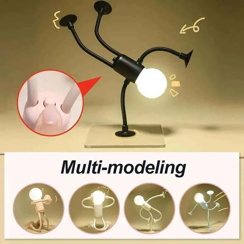 Changeable Shape Funny Sportsman Night Light Versatile Mini Lamp Button Battery Desk Lamp Vacuum Adsorption Creative Ornament