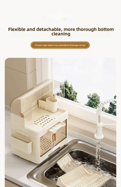 Kitchen Bowl Rack with Lid – Versatile Tableware Storage Box and Dish Drain Rack for Your Kitchen - TrendBug