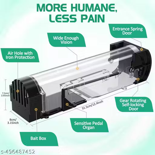 Humane 32 cm Smart Rodent Trap – Reusable No-Kill Cage for Mice & Small Pests