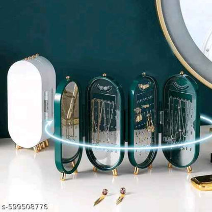 4-Layer Foldable Earring Organizer | Small Portable Jewelry Holder for Travel & Home | Anti-Tangle Storage for Studs, Dangles & Necklaces
