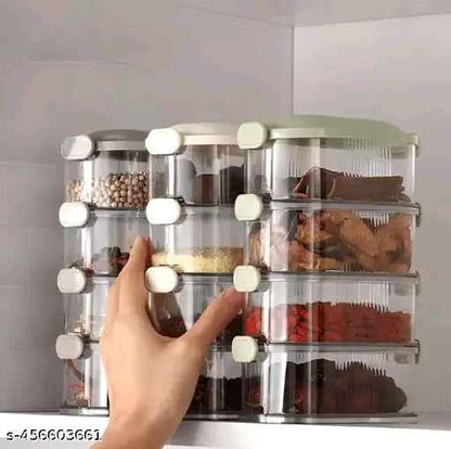 Leakproof Kitchen Storage Boxes Set of 4 – Green | Multipurpose Spice, Seasoning & Dry Food Containers for Nuts, Grains & Snacks – Reusable & Airtight Kitchen Organizers
